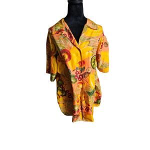 Elisabeth by Liz Claiborne Tropical Orange Women Silk Button Top Size 14